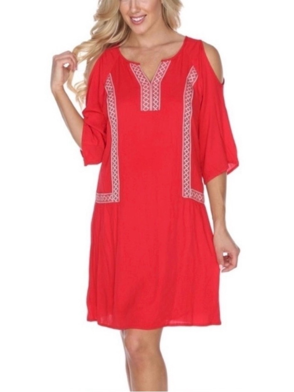 White Mark Mya Embroidered Dress Bold & Boho (Size L) - NWT